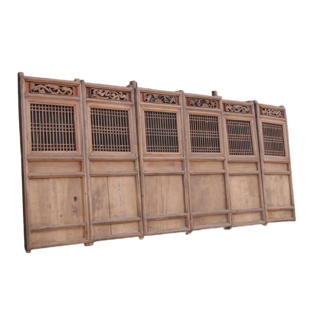 Chinese Antique Chinese Wood Screen Panels-Set of 6 For Sale - Image 3 of 4