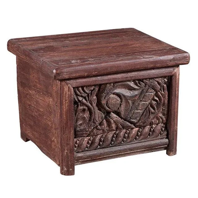 Rustic Vintage Rustic Hand Carved Wood Box For Sale - Image 3 of 3