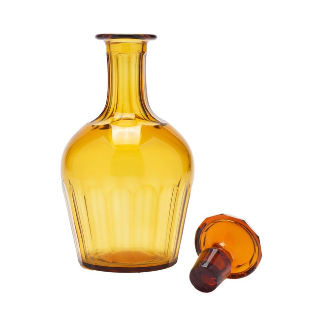 Brown Set of Amber Glass Stemware With Decanter Attributed to Phineas Dummer, C. 1830 For Sale - Image 8 of 12