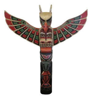 20th Century Native American Painted Totem Pole, 1960s