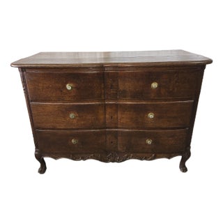 18th Century French Louis XV Oak Serpentine Commode For Sale