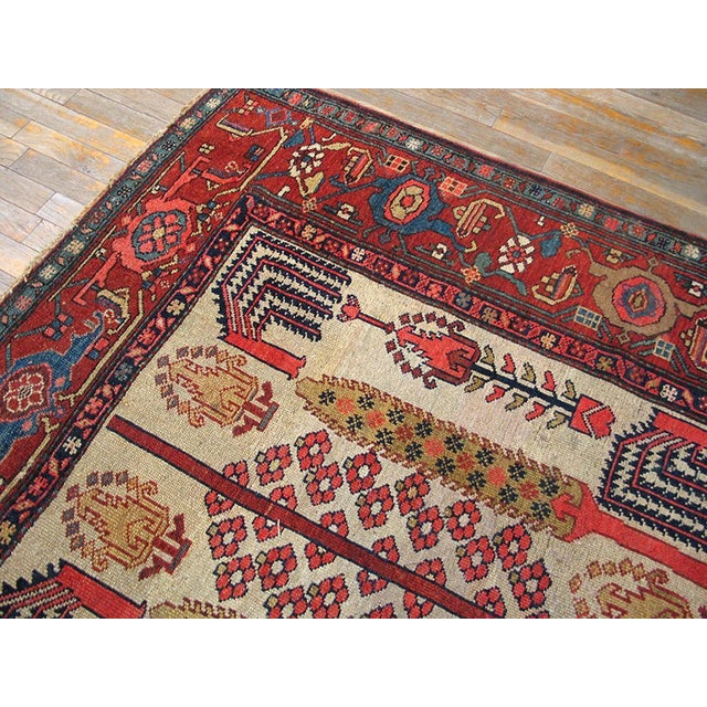 Charming Ivory Background and Red Border With Allover Pattern Antique Persian Rug For Sale - Image 4 of 8