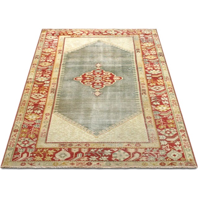 1960s Turkish Oushak Rug For Sale In Los Angeles - Image 6 of 7