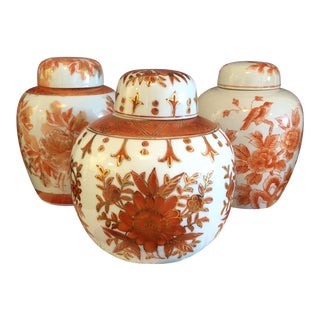 Orange Ginger Jars - Set of 3 For Sale