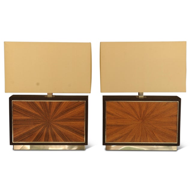 Sunburst Table Lamps in Chrome and Shades by Linley Chelsea, Set of 2 For Sale - Image 4 of 9