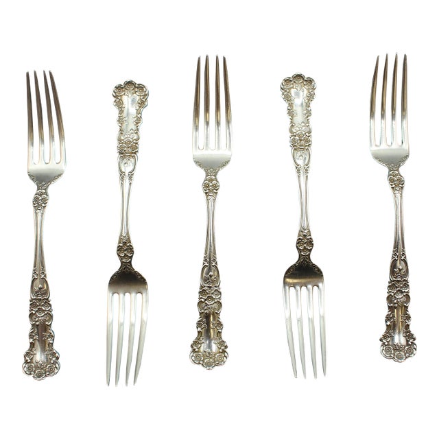 Set of Five Sterling Silver Dinner Forks by Gorham For Sale