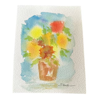 Signed Original Watercolor Botanical Painting “Potted Passion” by Nancy Smith For Sale