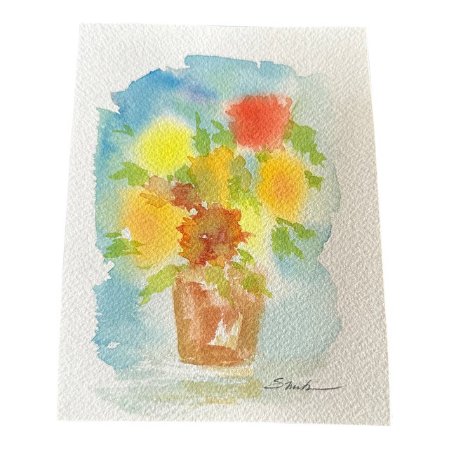 Signed Original Watercolor Botanical Painting “Potted Passion” by Nancy Smith For Sale