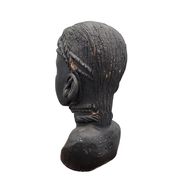 Late 20th Century Signed Flora Busia Sculpted Clay Bust of Maasai Woman For Sale - Image 4 of 10