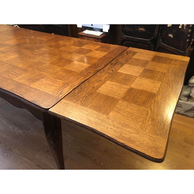 Brown Vintage Parquet Top Refectory Table For Sale - Image 8 of 11