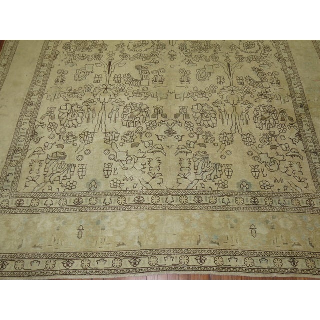 Neutral Tabriz Rug, 9'5'' X 12'6'' For Sale - Image 9 of 12