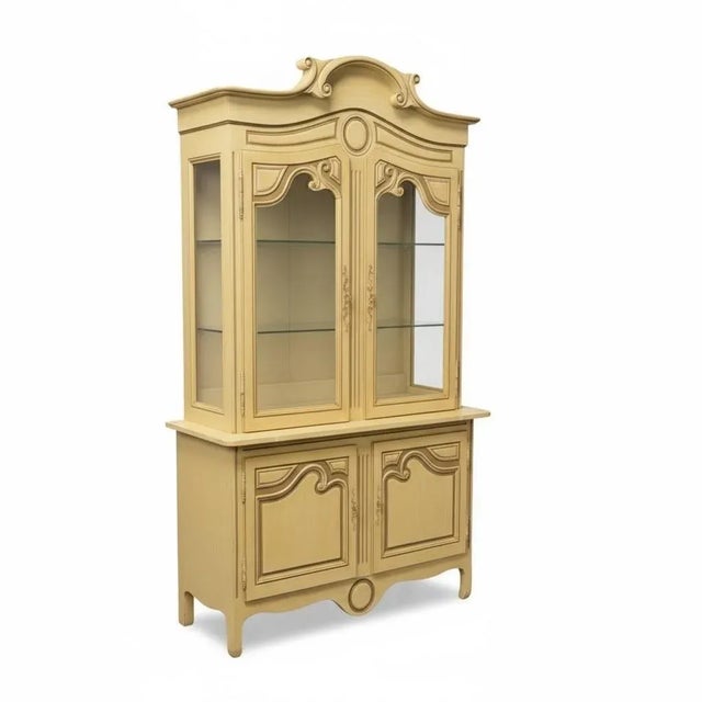 French Provincial 1970s Large Scale French Provincial Painted Cabinet / Hutch by Baker Furniture For Sale - Image 3 of 7