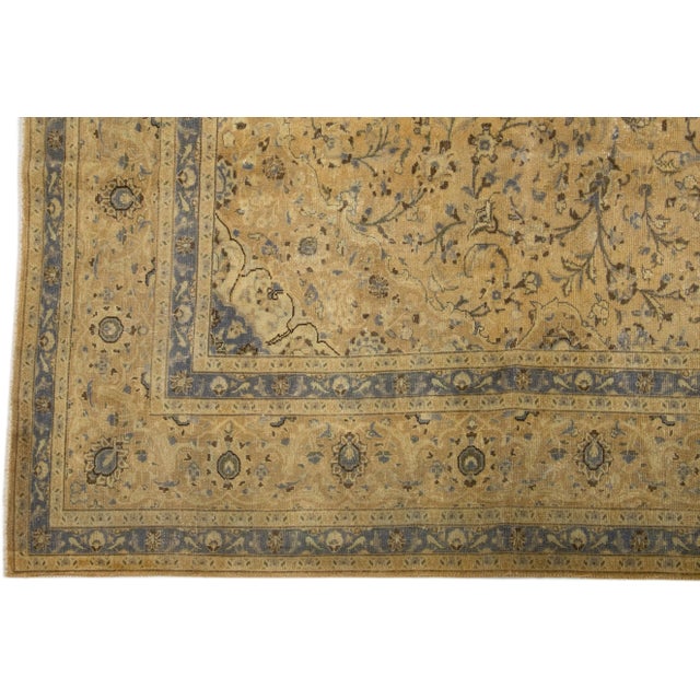 1960s Vintage Persian Tabriz Handmade All-Over Ivory Wool Rug 10 X 13 For Sale - Image 4 of 7