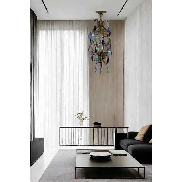 Brass Karen Curtis’ Multi-Colored Strass Swarovski Crystal French Petite Birdcage Chandelier For Sale - Image 8 of 12