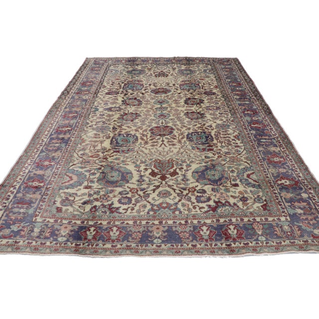 Victorian Vintage Turkish Oushak Rug - 06'06 X 09'02 For Sale - Image 3 of 9