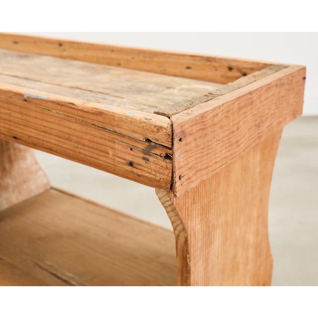 19th C. French Country Pine Farmhouse Cupboard Shelf Étagère 7 Ft For Sale In Sacramento - Image 6 of 15