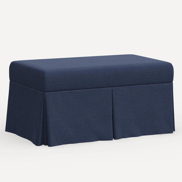 Not Yet Made - Made To Order Red from Scalamandre crafted by Cloth & Company Norwalk Storage Bench, Navy Blue Solid Linen For Sale - Image 5 of 5