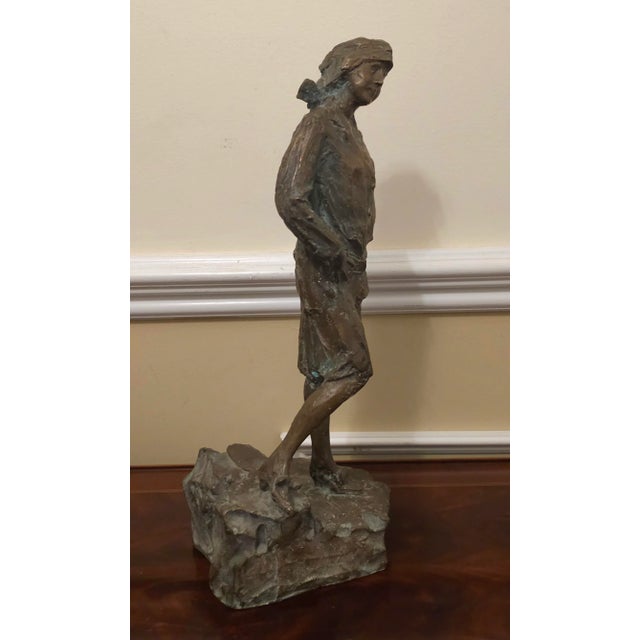 Brutalist 20th Century School Brutalist Bronze Sculpture of Standing Woman, Signed For Sale - Image 3 of 9