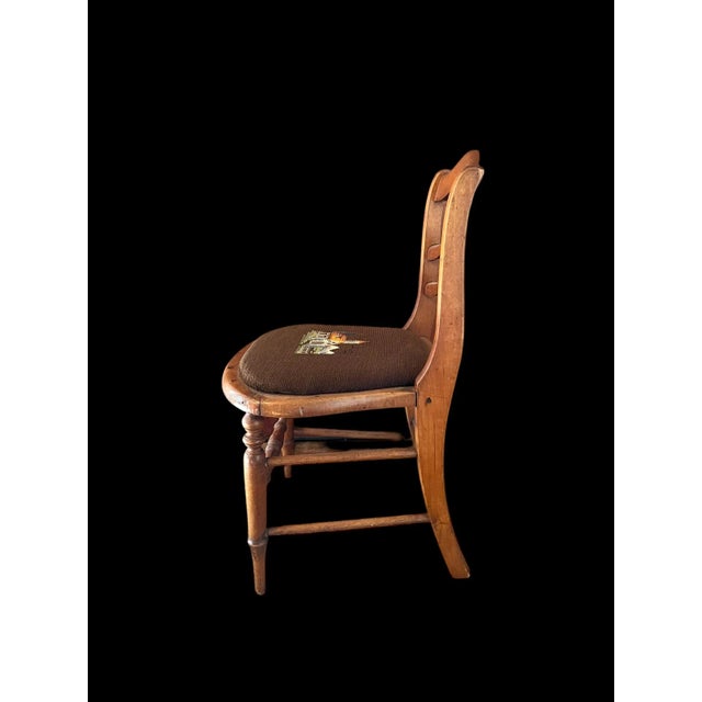 Early 1900s Antique Child’s Needlepoint Chair For Sale - Image 4 of 9