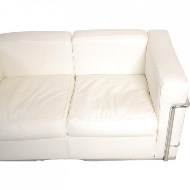 LC2 2-Seater Sofa in White Leather by Le Corbusier For Sale - Image 6 of 18