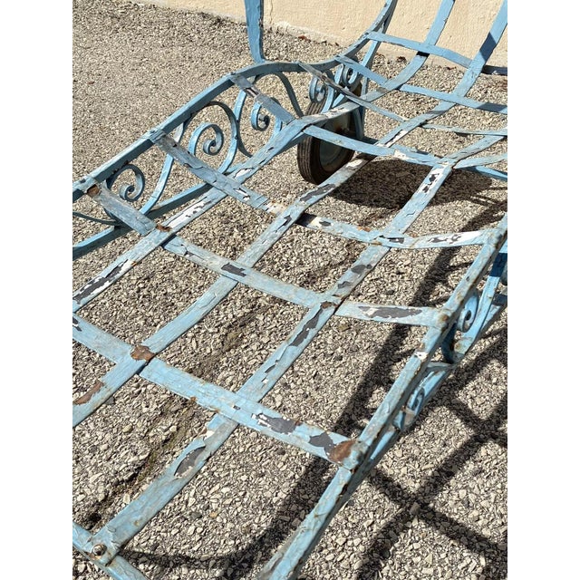 Early 20th Century Vintage Salterini Style Art Nouveau Scrolling Wrought Iron Lounge, Attributed For Sale - Image 11 of 12