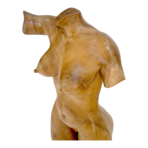 Very Fine Carved Oiled Mango Wood Sculpture of a Nude Female Bust MINT