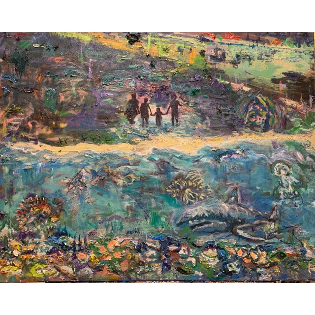 2020s Contemporary, Abstract, Figurative Oil Painting, Ocean Beach Art For Sale - Image 5 of 9