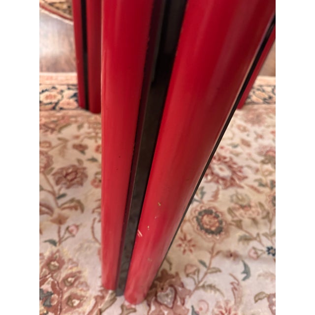 Sculptural Red & Black Glass-Top Dining Table For Sale - Image 4 of 8