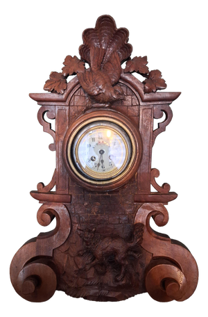 Black Forest Clock with Fox & Bird, 1920