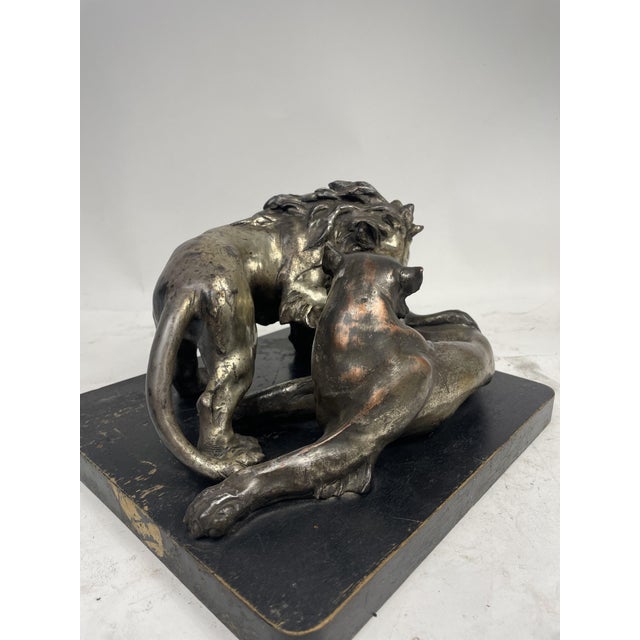 C. Ganci, Fight Between Lion and Tiger, 1920s, Silver Sculpture For Sale - Image 14 of 15