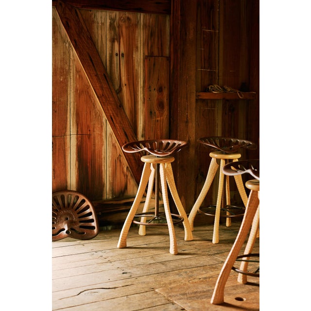 Amish-Forged Tractor Seat Swivel Stool | Handmade in Pennsylvania For Sale - Image 4 of 5