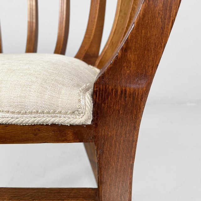 Art Deco Italian Tub Chair in Wood and White Fabric, 1930s For Sale - Image 13 of 18
