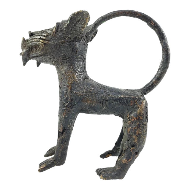 Early 20th Century Benin Bronze Leopard Nigeria For Sale