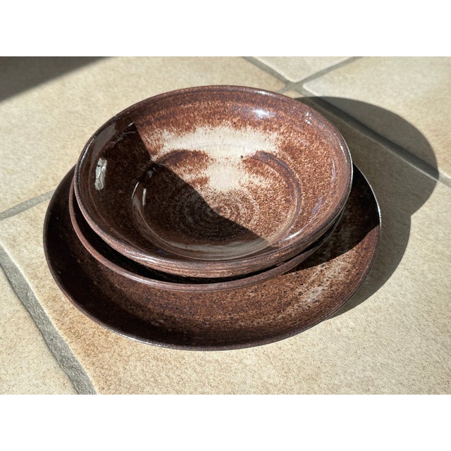 Boho Chic Ceramic Set of Bowls and Large Plate by Serocka, Germany, 1970s, Set of 3 For Sale - Image 3 of 11