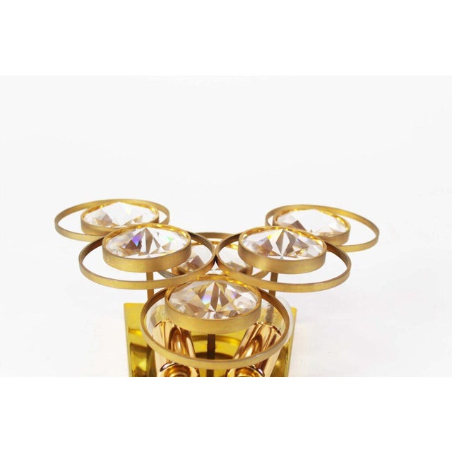 Polished Brass and Crystal Glass Wall Lamp attributed to Palwa, Germany, 1970s For Sale - Image 9 of 11