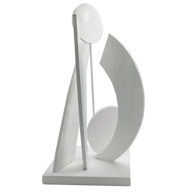 Original White Laquered Wood Geometrc Sculpture, Italy 1990s