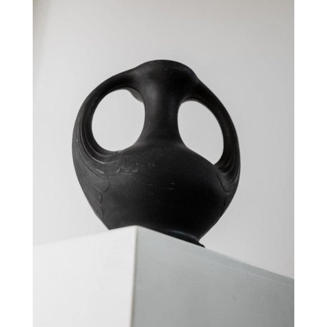 Antique Sculptural Black Lavanite Stone Vase, 1920s For Sale - Image 11 of 14