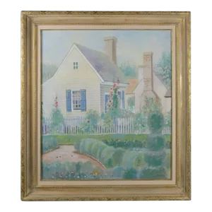 Williamsburg Original Oil Painting William Benecke 39.25" X 35.25" Gilt Frame
