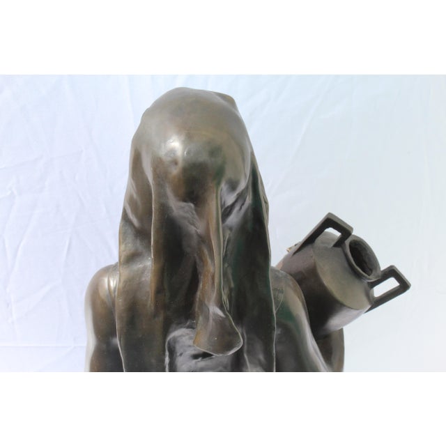 1990s Art Deco Bronze Egyptian Girl with Water Jug Large in the Style of F.Ghilmany For Sale - Image 10 of 18