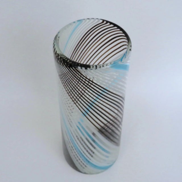 Glass Murano Mezza Filigrana Glass Vase For Sale - Image 7 of 9