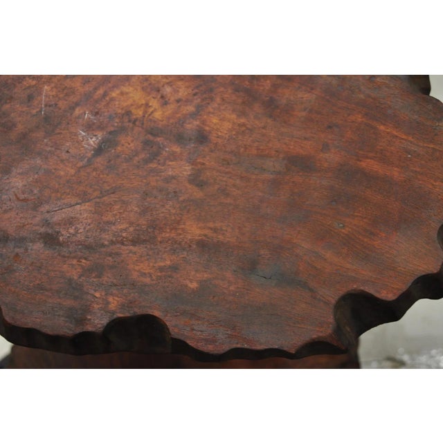Vintage Mid Century Modern Live Edge 2 Tier Walnut Plant Stand Side Table For Sale - Image 12 of 16