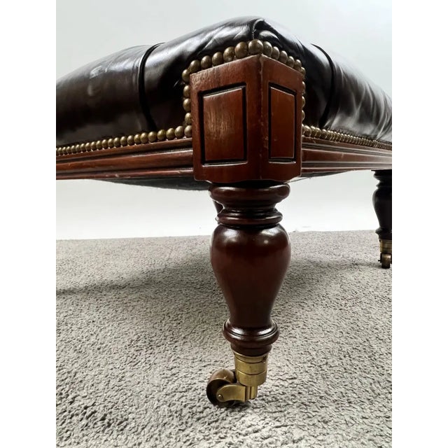 Chesterfield English Style Tufted Leather Library Chair & Ottoman by Hickory For Sale - Image 15 of 18
