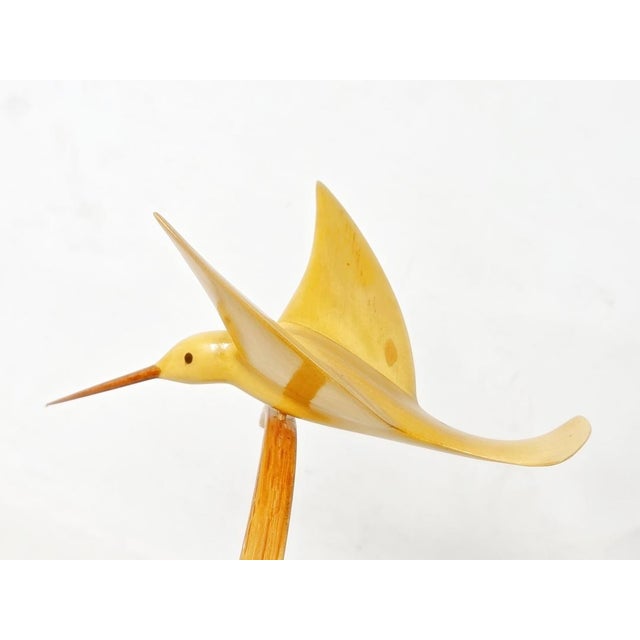 Vintage 1990s Hand Carved Wood Hummingbird Sculpture - l.s. "Mac" McLaughlin For Sale - Image 11 of 16