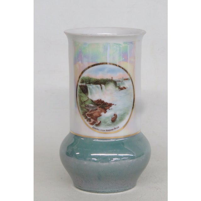 German Lusterware Niagara Falls Decal Bud Vase Ceramic Iridescent Finish 5045b For Sale - Image 10 of 11