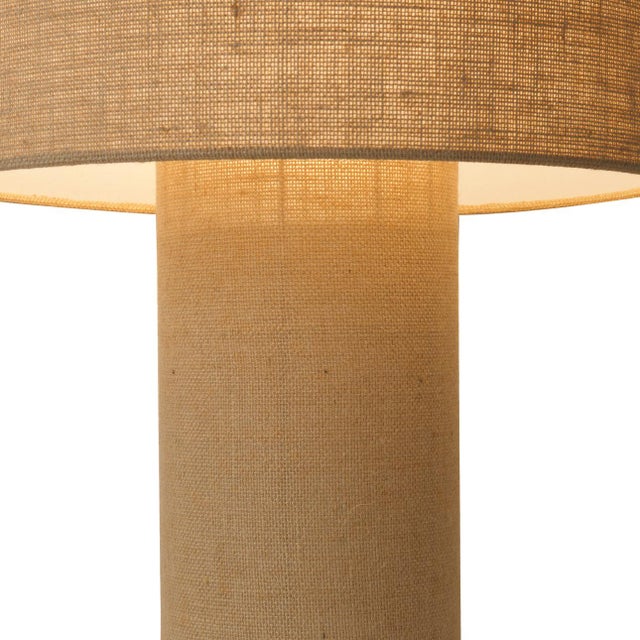 Brown Moonlight Table Lamp - Woven Burlap Shade, Dimmer Switch For Sale - Image 8 of 12