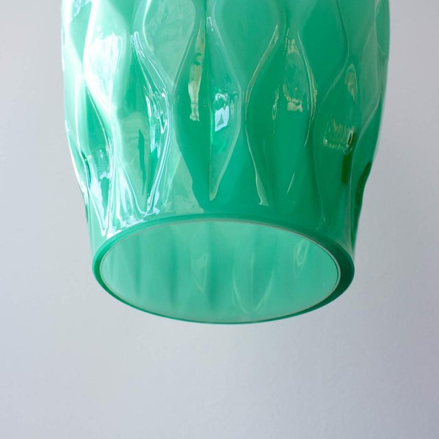 Vintage Portuguese Turquoise Opaline Glass Pendant Lamp, 1960s For Sale - Image 4 of 10