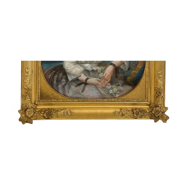 Antique 19th Century Swiss School Pastel Portrait Painting Beautiful Young Girl, Attributed to Albert Anker, Circa 1870 For Sale In Portland, OR - Image 6 of 12