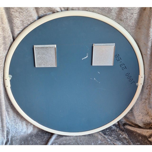 Vintage Round Wall Mirror in White Lacquered Metal by Keuko, 1980s For Sale - Image 6 of 7