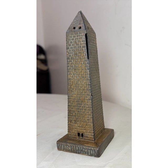 Figurative Rare Antique Original A. C. Williams Washington Monument Cast Iron Still Bank For Sale - Image 3 of 10