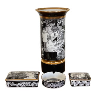 Endre Szasz for Hollóháza Art Deco Style Porcelain Grouping - 4 Pieces For Sale